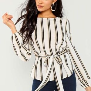 SHEIN Striped Belted Top - XS